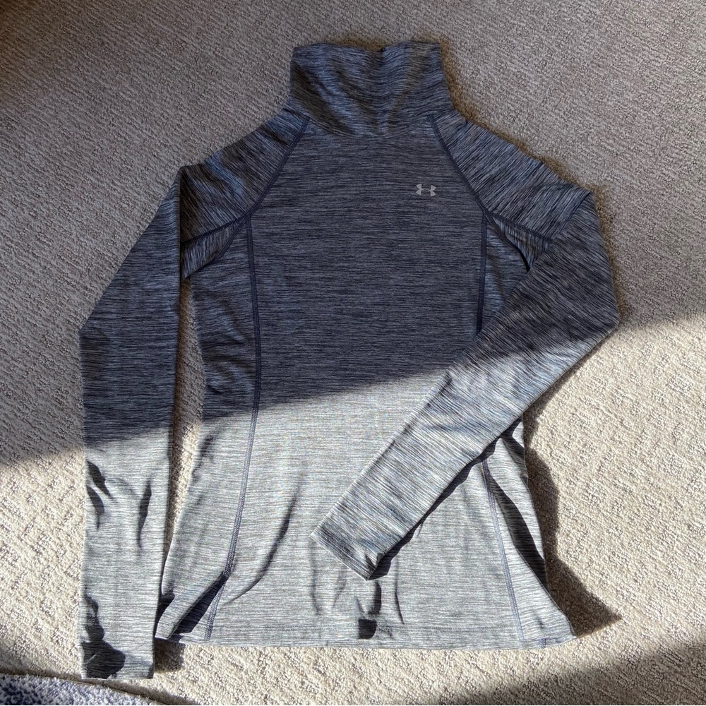Under Armour ColdGear Gray Pullover Women’s Mock Neck Long Sleeve Athletic Top